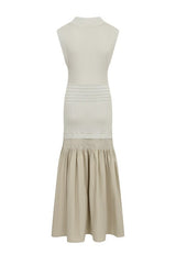 Mock-neck Drop-waist Sweater Midi Dress Natural