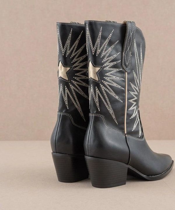 The Bristol Black Star Burst Western Boot - PRINZZESA BOUTIQUE
