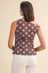 POLKA DOT OFF SHOULDER TOP Brown