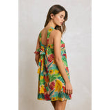 Tropical Conversational Knot Halter Mini Dress