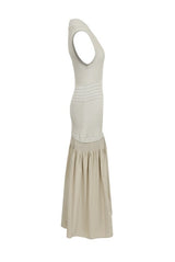 Mock-neck Drop-waist Sweater Midi Dress Natural