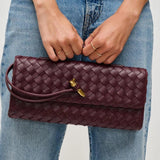 Ada Top Handle Woven East West Clutch Crossbody Wine - PRINZZESA BOUTIQUE