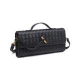 Ada Top Handle Woven East West Clutch Crossbody Black - PRINZZESA BOUTIQUE