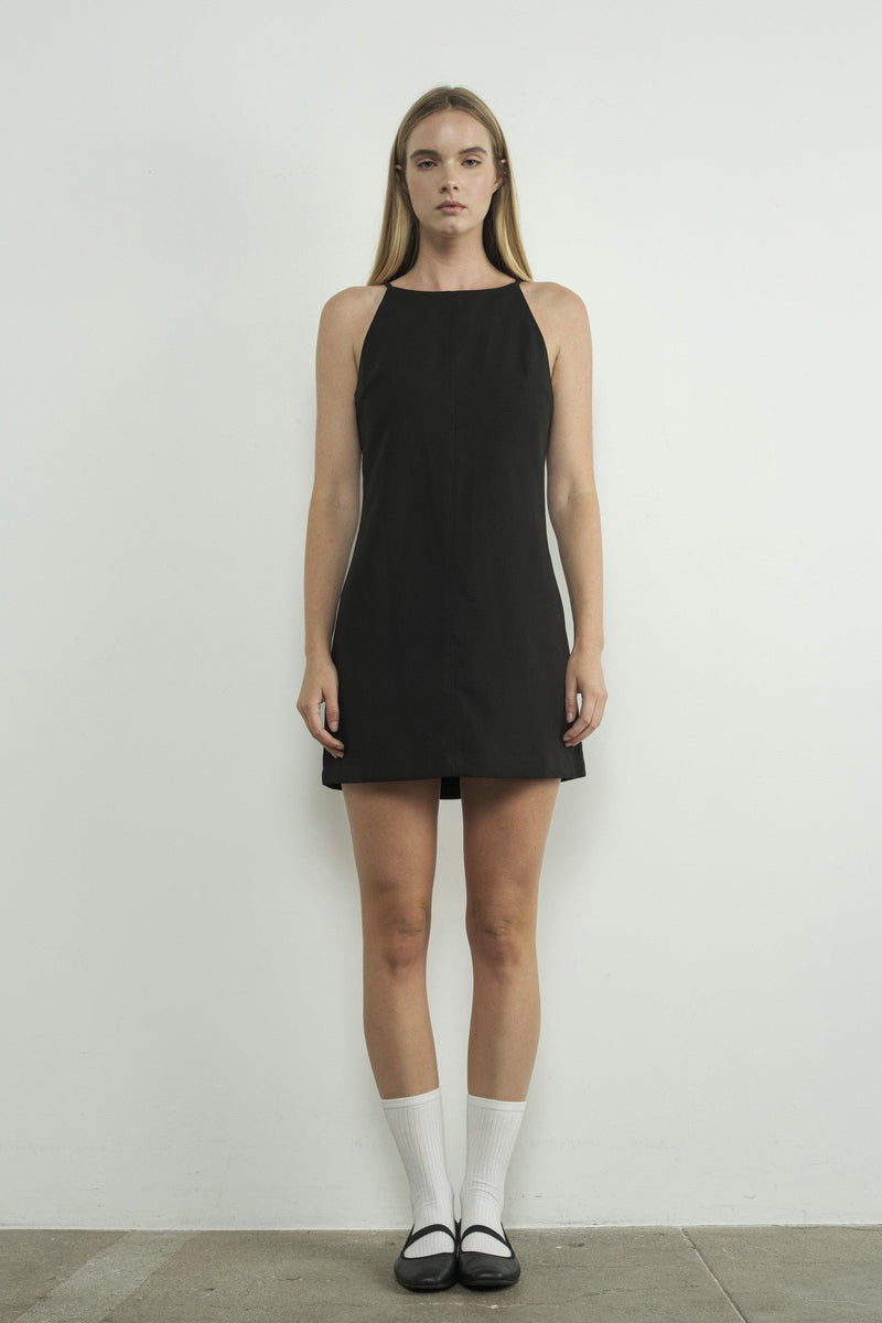 Tina Black Halter Mini Dress - PRINZZESA BOUTIQUE