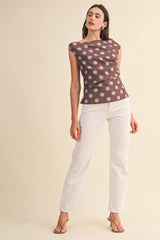 POLKA DOT OFF SHOULDER TOP Brown