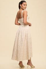 Almond Textured Woven Midi Belt Dress