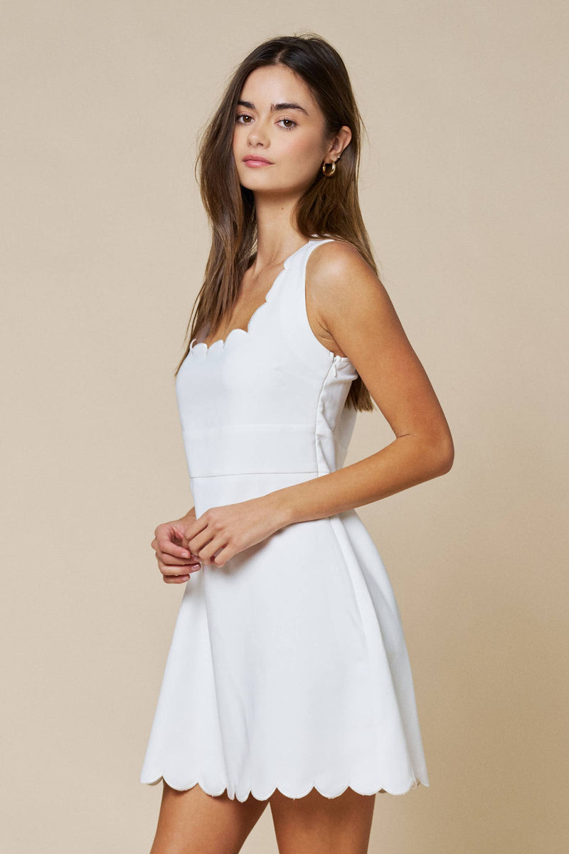 scallop mini dress Square Neck A-Line White / L Starfish Eyelet Mini Dress 2025Active Hand wash. Color:04 Blue Print