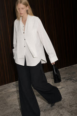 White Long Sleeve Scarf Shirt