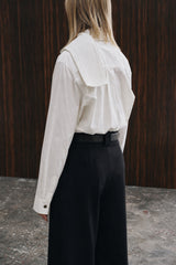White Long Sleeve Scarf Shirt