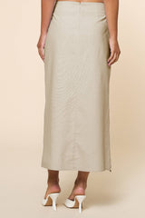 Shell & Beads Trim Warp Midi Skirt