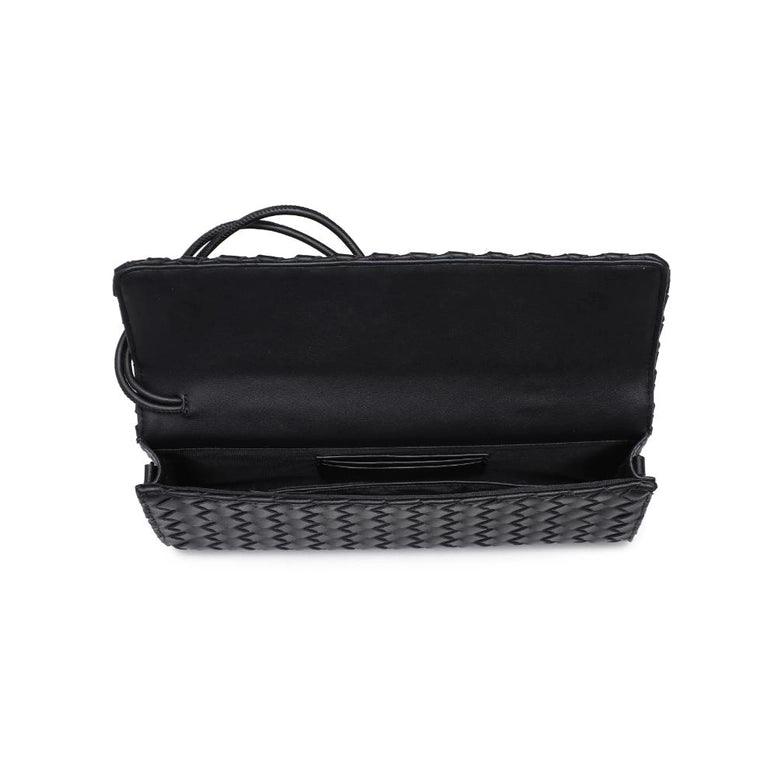 Ada Top Handle Woven East West Clutch Crossbody Black - PRINZZESA BOUTIQUE