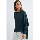 BOAT NECK OVERSIZE TOP WITH SMOCKED CUFF SLEEVE