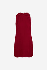 Crimson Charm Neckline Mini Shift Dress Crimson Red