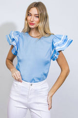Ruffled Kasey Top Blue