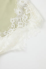 Satin Lace Asymmetric Maxi Dress in Sage