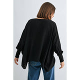 BOAT NECK OVERSIZE TOP WITH SMOCKED CUFF SLEEVE