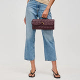 Ada Top Handle Woven East West Clutch Crossbody Wine - PRINZZESA BOUTIQUE
