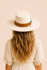 Tasha Boater Crown Hat- Beige