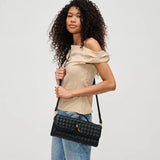Ada Top Handle Woven East West Clutch Crossbody Black - PRINZZESA BOUTIQUE
