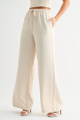 Light Taupe Relaxed Tie-waist Wide Leg Pants