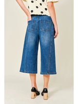 Alexa Side Line Bermuda Barrel Shorts Denim