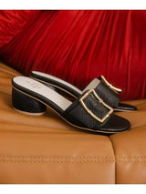 The Tucson Black Low Heel with Bamboo Buckle - PRINZZESA BOUTIQUE