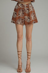 Tropical Palm Shorts Brown