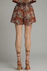 Tropical Palm Shorts Brown