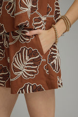 Tropical Palm Shorts Brown