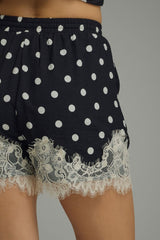 Dot and Lace Shorts Navy