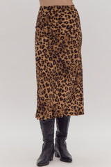 Chloe Camel Leopard Print Midi Skirt - PRINZZESA BOUTIQUE