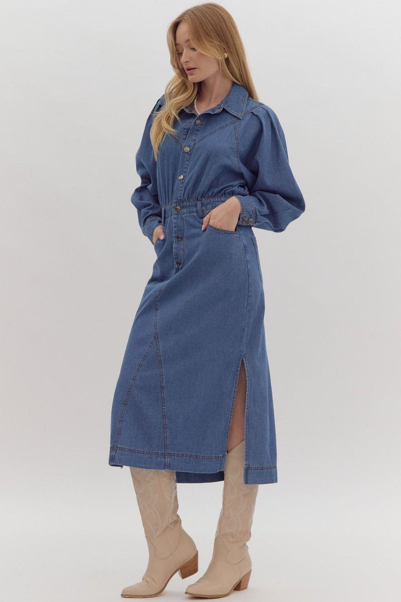 Ilarion Denim Blue Midi Dress Denim Blue / Small Ilarion Denim Blue Midi Dress Denim Blue / Small