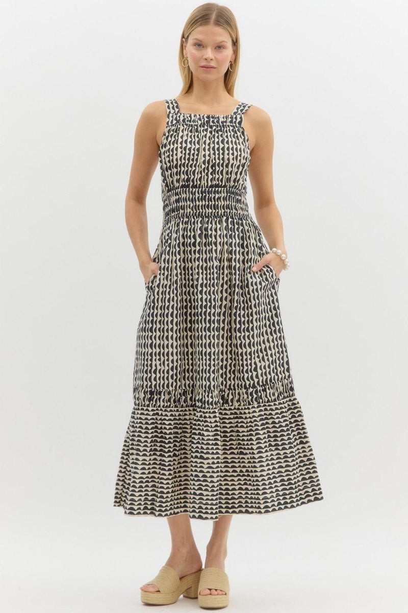 Mila Printed Geo Dress Cream