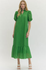 Elegant Eyelet Dress Green