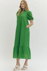 Elegant Eyelet Dress Green