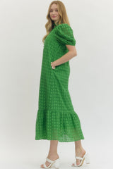 Elegant Eyelet Dress Green