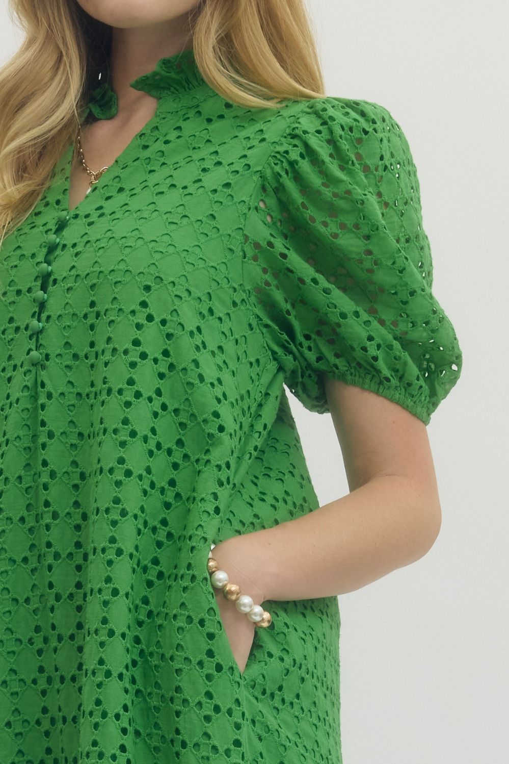 green eyelet dress Elegant Eyelet Dress Green Medium