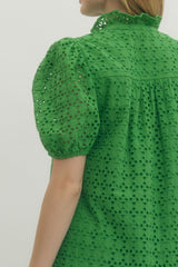 Elegant Eyelet Dress Green