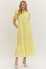 Elegant Eyelet Dress Lemon yellow