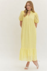 Elegant Eyelet Dress Lemon yellow