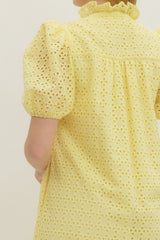 Elegant Eyelet Dress Lemon yellow