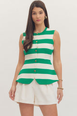 Naughty Striped Vest Green