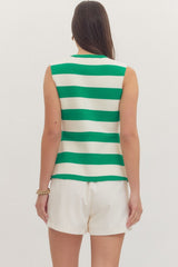Naughty Striped Vest Green