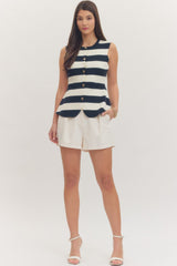 Naughty Striped Vest Navy