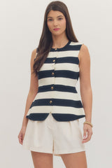 Naughty Striped Vest Navy