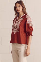 Dutch Style Embroidered Blouse