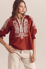Dutch Style Embroidered Blouse