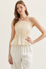 Beige Pleated Top
