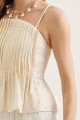 Beige Pleated Top