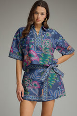 Botanical Fall Indigo Skort